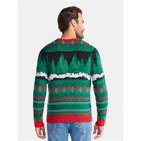 Holiday Time Men's Long Sleeve Christmas Sweater with Drink Pocket, Sizes XS-3XL - Picture 3 of 5